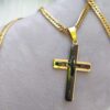 Two-Tone Cross Pendant with 24 inches Gold-Tone Necklace