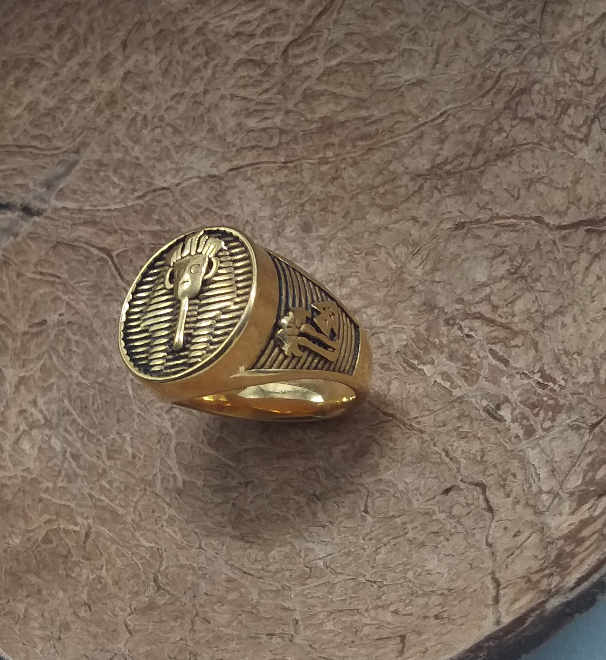 Pharaoh 18k Gold plated stainless steel Men`s Ring