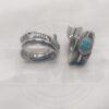 Stainless steel feather ring with dragon stone