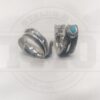 Stainless steel feather ring with dragon stone