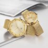 Gold shell, gold face, gold steel belt, men`s wear single calendar watch