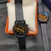 Meibin M1769 Black Leather band female watch. Stainless steel back 30m water resistance.