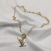 LV Inspired Round link Stainless steel gold plated necklace
