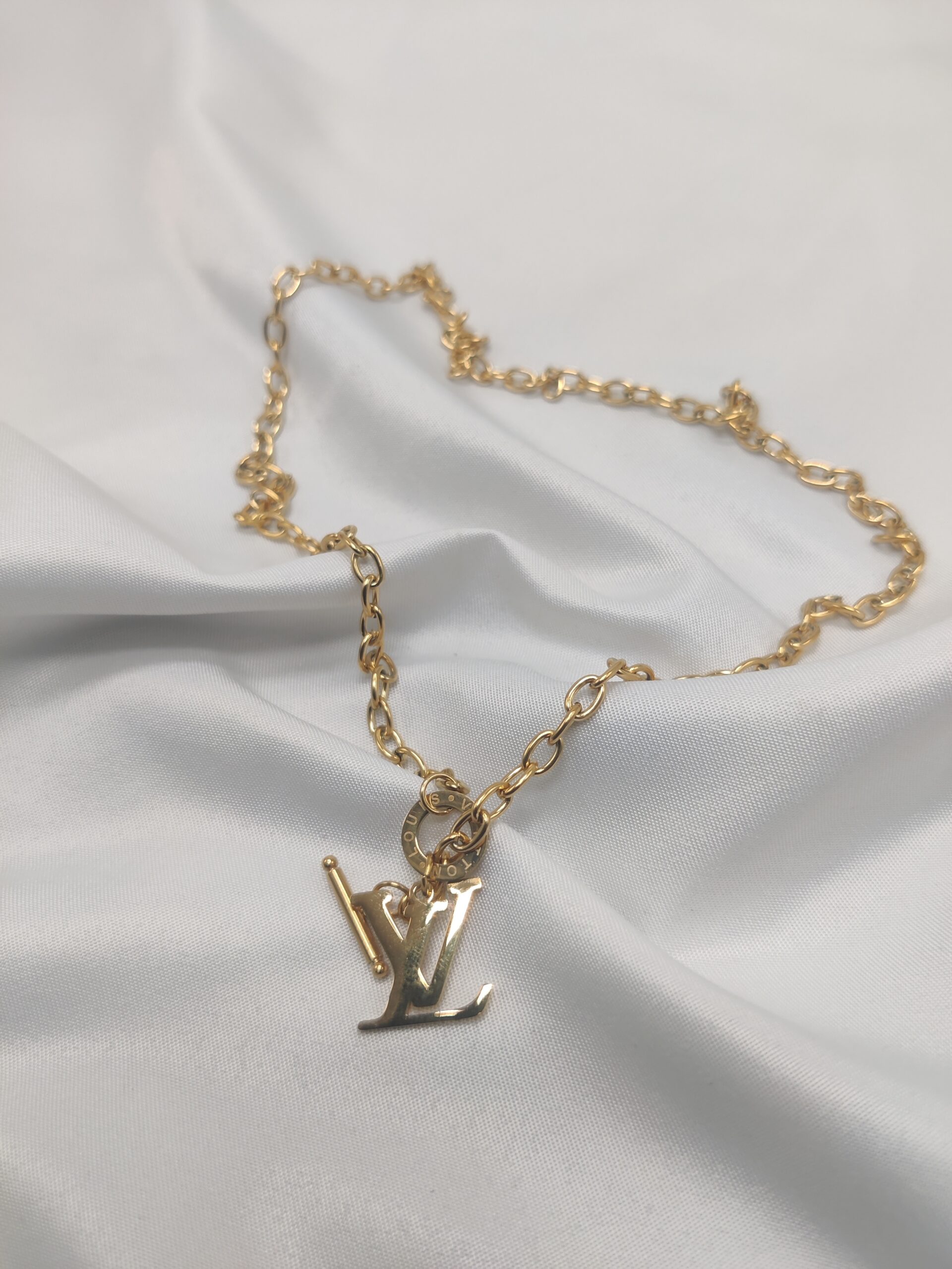 LV Inspired Round link Stainless steel gold plated necklace