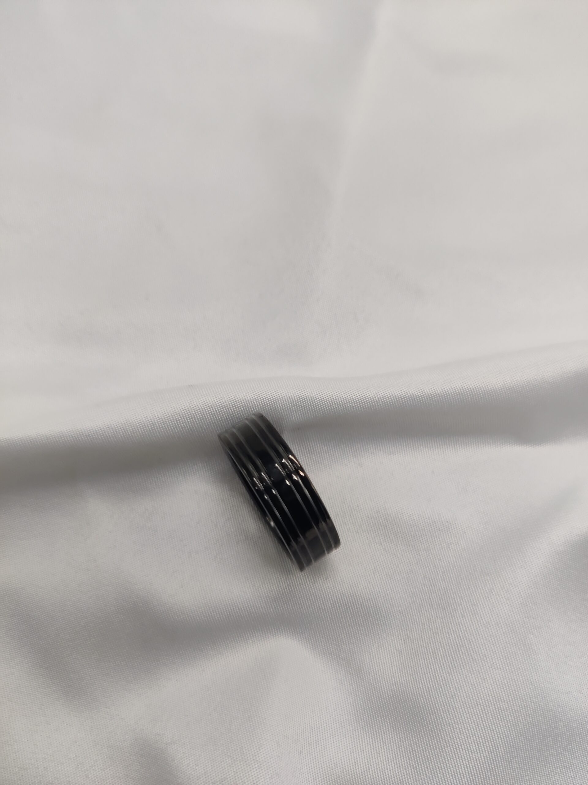 Black stainless steel ring 8mm wide by 1.8 thick size 12