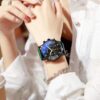 Meibin M1769 Leather band female watch. Stainless steel back 30m water resistance.